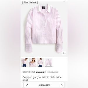 J.Crew Cropped garçon shirt in pink stripe print — 2